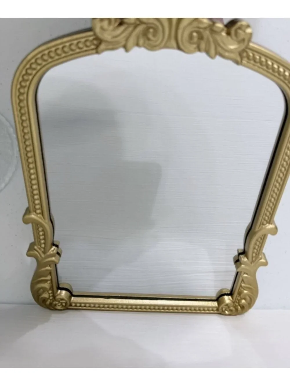 Gold Ornate Framed Arched Vanity Tabletop or Wall Mirror 9